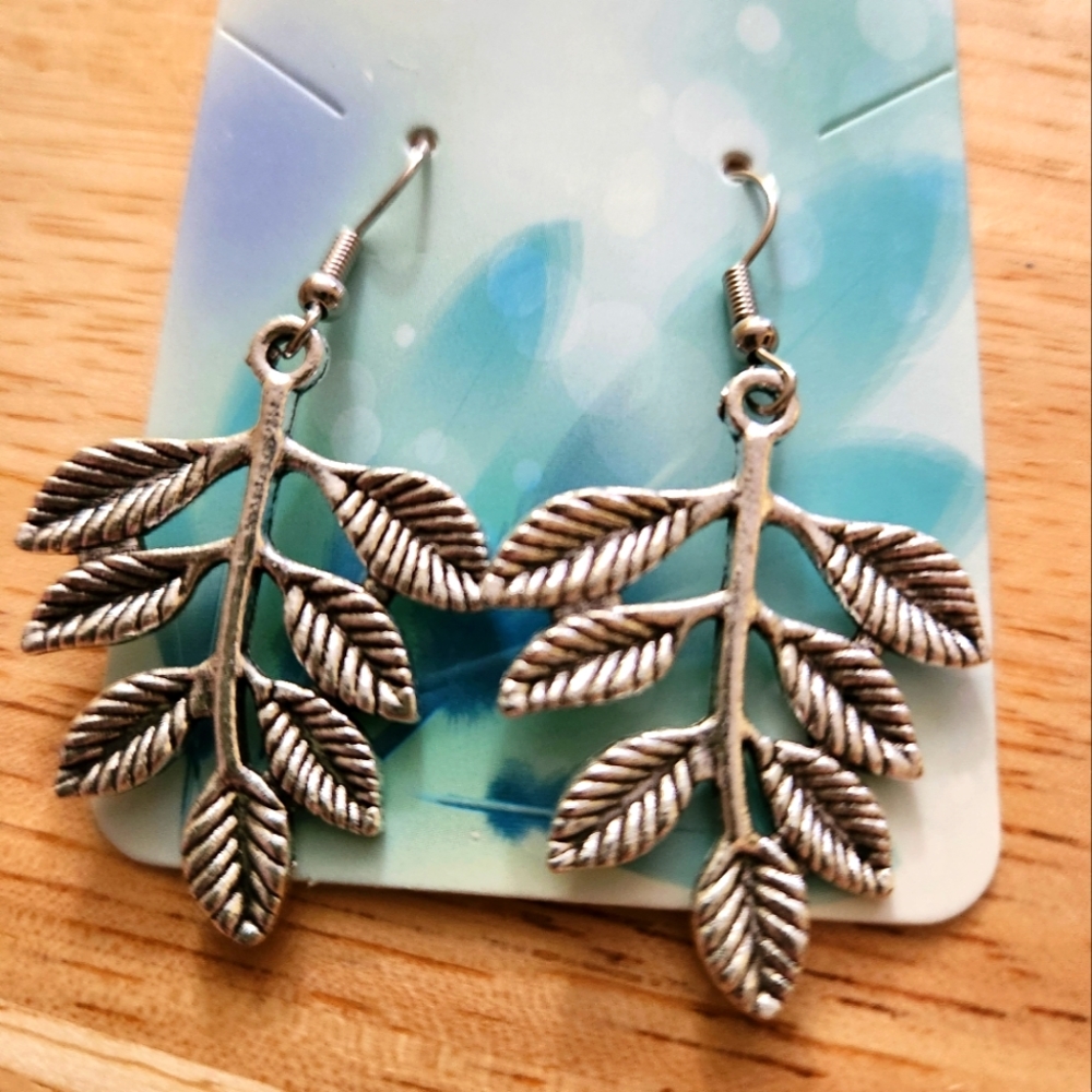 Large leaf earrings